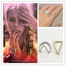 批发欧美外贸饰品简单两用V形戒指女