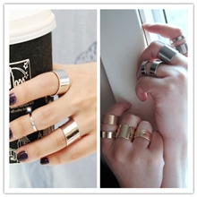 欧美外贸手饰ASOSH&M同款个性夸张戒指5个一套金属光面戒指