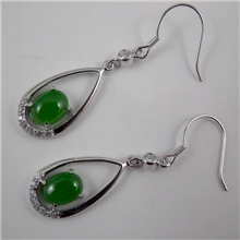 鑫和鑫批发供应水滴银镶天然翡翠耳饰耳坠银镶玉吊坠