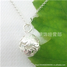 手工银饰品厂家925纯银首饰批发民族风项饰镂空雕花复古吊坠