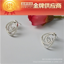 手工银饰品厂家925纯银首饰批发简约耳饰欧美饰品随意三角耳钉