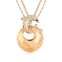 品牌饰品新款长项链批发韩国欧美高档奥地利水晶毛衣链海豚湾恋人