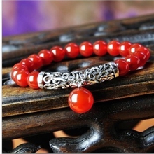 中国风民族手链天然巴西红玛瑙苗银手链辟邪转运满200全国包邮