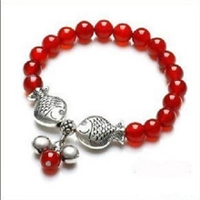 饰品加工批发辟邪招财天然接吻鱼玛瑙手链321订货会满立减