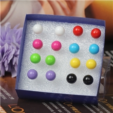 【耳钉批发】韩版耳钉盒装耳钉球形塑料彩色女士耳钉饰品批发