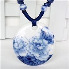 景德镇陶瓷饰品、首饰圆形牡丹陶瓷项链饰品批发精品推荐