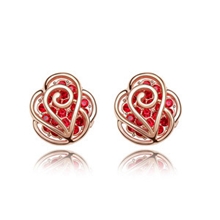 韩国韩版水晶耳钉玫瑰花语耳环高档耳饰义乌饰品批发可混批