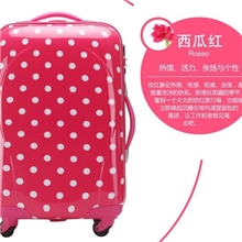 2013最新厂家直销可爱女生波点PC拉杆箱航空箱旅行箱