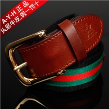 【爆款】男士头层牛皮韩版外贸时尚品牌潮流插扣真皮腰带厂家批发