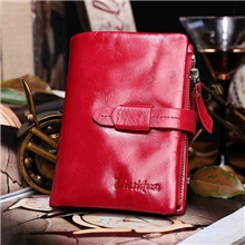 皮具厂女款油蜡皮拉链多功能三折真皮钱包女士零钱包软批发