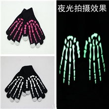 夜光手骨义乌触摸屏功能保暖手套批发电容屏触屏针织手套