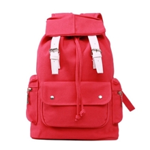 韩版新款旅行帆布背包女休闲双肩包皮带装饰学生书包双肩包