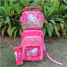 2013新款卡通HELLOKITTY拉杆书包便当袋笔袋三件套装现货批发外贸