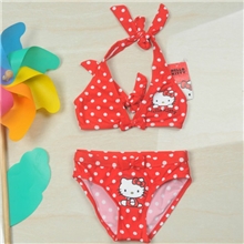 新款2013年卡通KT波点蝴蝶绑带分体三点式泳衣沙滩性感比基尼