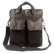 欧美商务休闲手提包男士复古时尚单肩斜挎头层真牛皮男包疯马