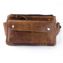 真皮腰包男休闲时尚胸包潮酷小包头层牛皮油蜡皮磨砂皮包