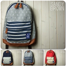 外贸原单日系船锚海军风休闲包背包书包双肩包