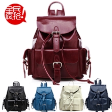 【伙拼】2013秋冬韩版双肩包潮复古真皮女包背包多口袋双肩包批发