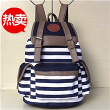 双肩背包书包韩版休闲条纹卡通背包批发双肩包帆布女包学生韩国