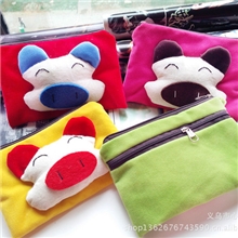 8091-泡泡猪化妆包双拉链收纳包两层大容量布艺手拿包