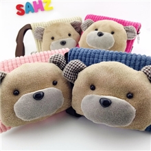 A1022--趴趴熊毛绒多功能钱夹四合一布艺短款手拿包