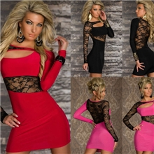 情趣内衣批发外贸货源欧美性感短裙蕾丝长袖俱乐部迷你裙2199