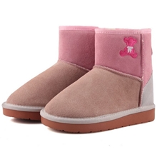 泰迪熊真皮雪地靴冬季新品短靴拼色女靴子女鞋5854