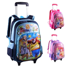 新款中小学生拉杆书包女男学生书包拉杆双肩书包