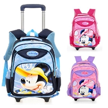 米奇米妮儿童小学生拉杆书包可拆卸铝合金拉杆双肩背包厂家直供