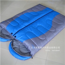 批发户外可拼接棉睡袋信封式高质量睡袋可拼双人睡袋春秋睡袋