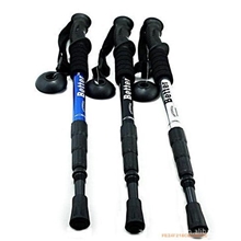 百特直柄弯柄登山杖批发铝合金四节避震伸缩登山徒步健走杖