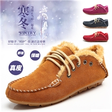 INCOME冬季时尚新款短靴真皮女鞋手工缝线系带女靴保暖棉鞋批发