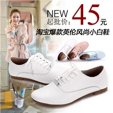 INCOME韩版时尚系带牛皮小白鞋OL休闲浅口真皮女式单鞋女鞋批发