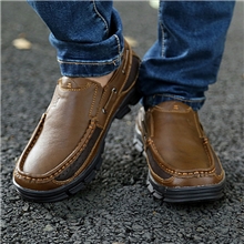 秋冬新款牛皮男士休闲鞋子英伦日常驾车套脚鞋时尚百搭潮鞋子批发