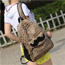 超萌可爱韩版日系豹纹大胡子包包中学生双肩男女书包背包休闲包潮