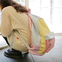 撞色双背学生包pu潮包2013新款韩版学院风糖果色可爱双肩女包