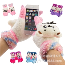 2013新款暖风触摸屏针织手套批发可触屏卡通手套可触摸手套批发