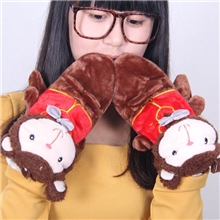 2013新款手套[K-8550]女士布艺包指手套新款保暖娃娃毛绒手套