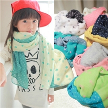 围巾厂家批发秋冬新款男女童韩国圆点围巾儿童纯棉纱宝宝围巾