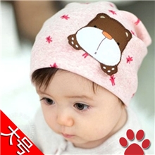 大号韩国宝宝秋冬款狗狗贴标针织套头帽子外贸婴儿童帽子义乌批