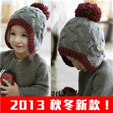 2013秋冬季新款宝宝保暖韩版儿童针织毛线帽子义乌厂家批发