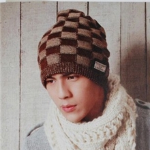 2013新款帽子批发秋冬季男士格子毛线帽冬帽针织帽空顶帽3040