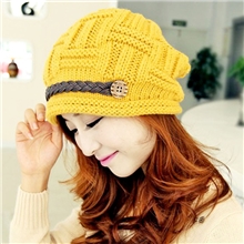 韩版秋冬帽子正品时装帽韩版针织套头帽皮带装饰毛线帽批发