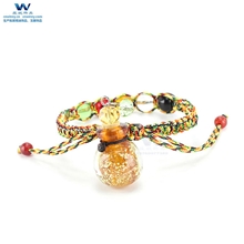 薇妮饰品批发球形夜光琉璃精油瓶天然痳彩绳手链吊坠香薰饰品