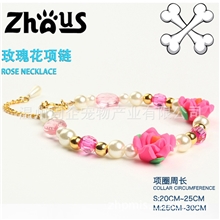 【精美时尚】玫瑰花项链宠物玫瑰花项链宠物饰品