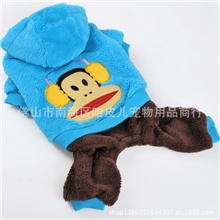2013畅销宠物秋冬装舒适珊瑚绒宠物衣服大嘴猴狗仔衫5色可选