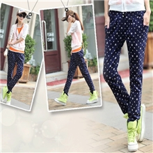 秋季新款松紧腰女士休闲裤韩版米奇印花小脚铅笔女长裤