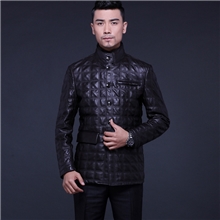 2013海宁冬季新款男士修身可拆卸水貂立领真皮皮衣外套