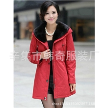 尼克服女兔毛内胆獭兔毛领棉衣皮草厂家批发热卖