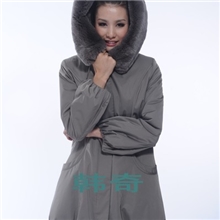 N005-12013女式新款獭兔帽领时尚修身可拆卸